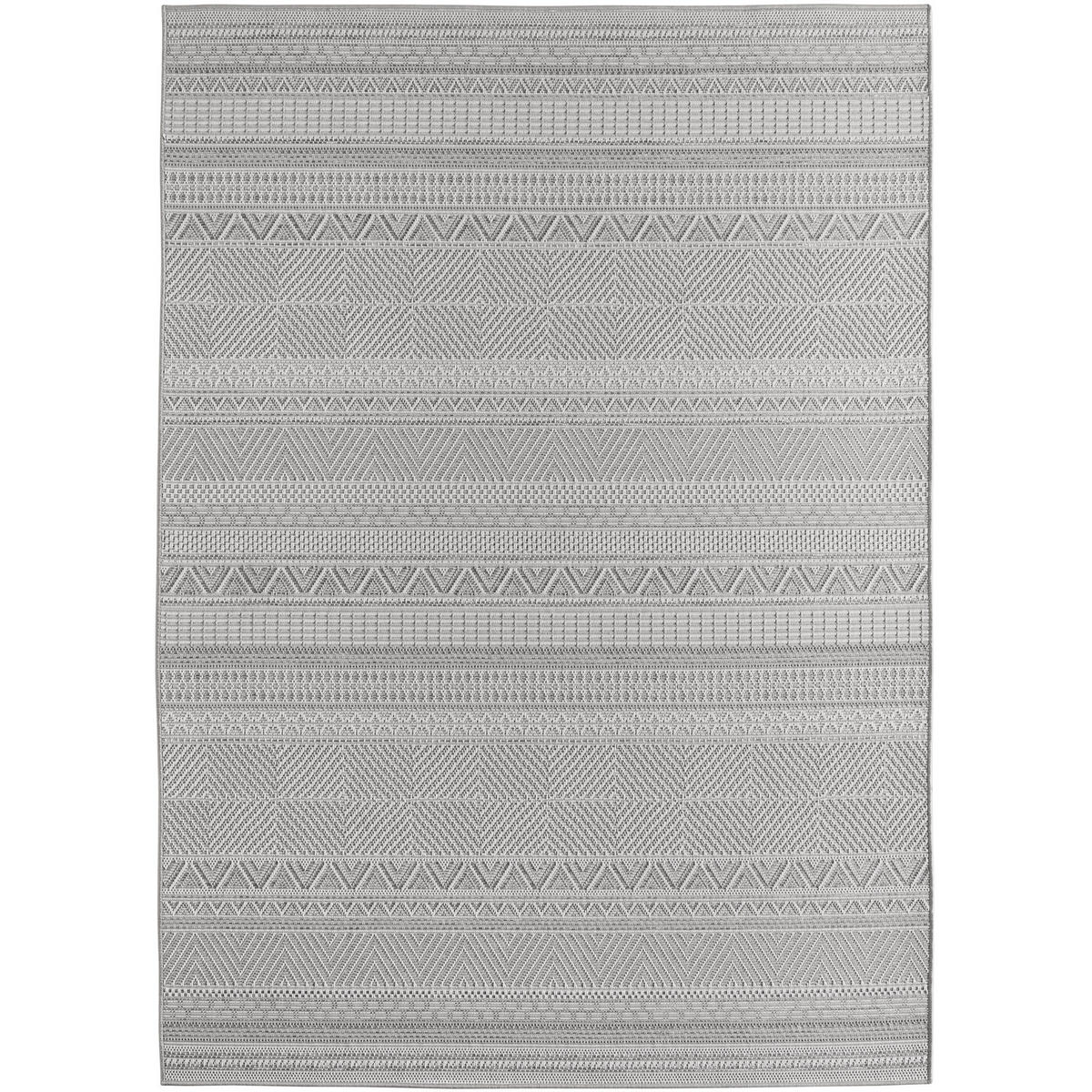 TEPPICH Outdoor Flachgewebe Ethno Muster Polypropylen Balkon Grau Rechteckig 280x370 - Grau, Textil (280/370cm) - KADIMA DESIGN