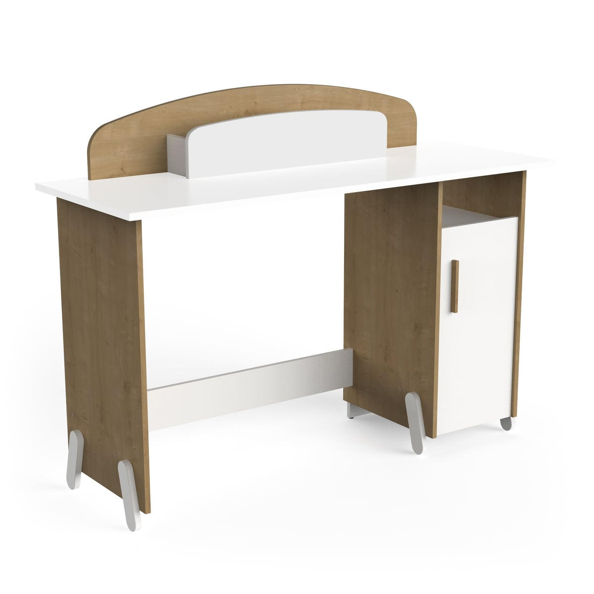 SCHREIBTISCH 1 Fach und 1 Tür B134,8 cm - NAILI - Weiß, Holzwerkstoff (50/103.4/52.5cm) - Calicosy
