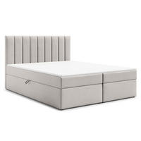 BOXBETT BURSA 140x200 cm mit Bettkasten und Matratze - Beige + TOPPER - Beige/Schwarz, Holz/Holzwerkstoff (140/200cm) - AX Living