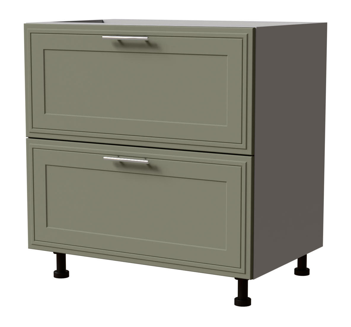 SCHUBLADENUNTERSCHRANK Salo D2/80 Grau / Reed Green Matt 80 / 50 / 82cm - Blum Teilauszug - Grau/Grün, Holz/Holzwerkstoff (80/82/50cm) - Feldmann-Wohnen