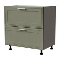 SCHUBLADENUNTERSCHRANK Salo D2/80 Grau / Reed Green Matt 80 / 50 / 82cm - Blum Teilauszug - Grau/Grün, Holz/Holzwerkstoff (80/82/50cm) - Feldmann-Wohnen