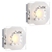 LED WANDLEUCHTE Metall Kristalloptik Silber 2er Set - Silberfarben, Glas (12/9.5/12cm) - Globo Lighting