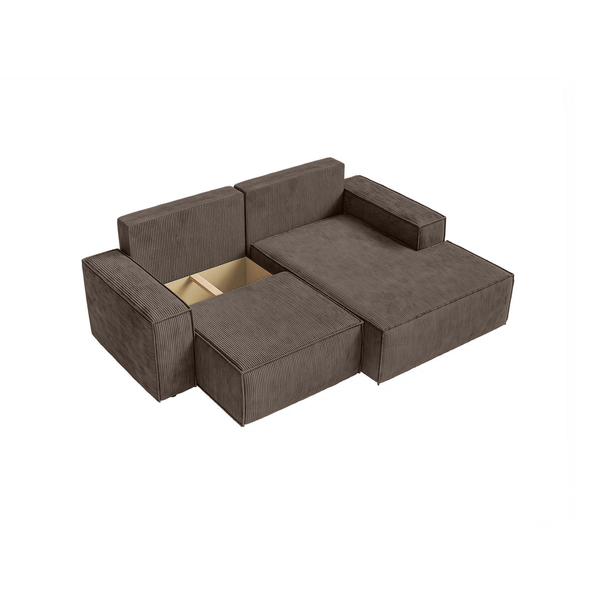 ECKSOFA KOKKO MINI mit Schlaffunktion, Dunkelbraun - Dunkelbraun, Textil (240/167cm) - Fedve
