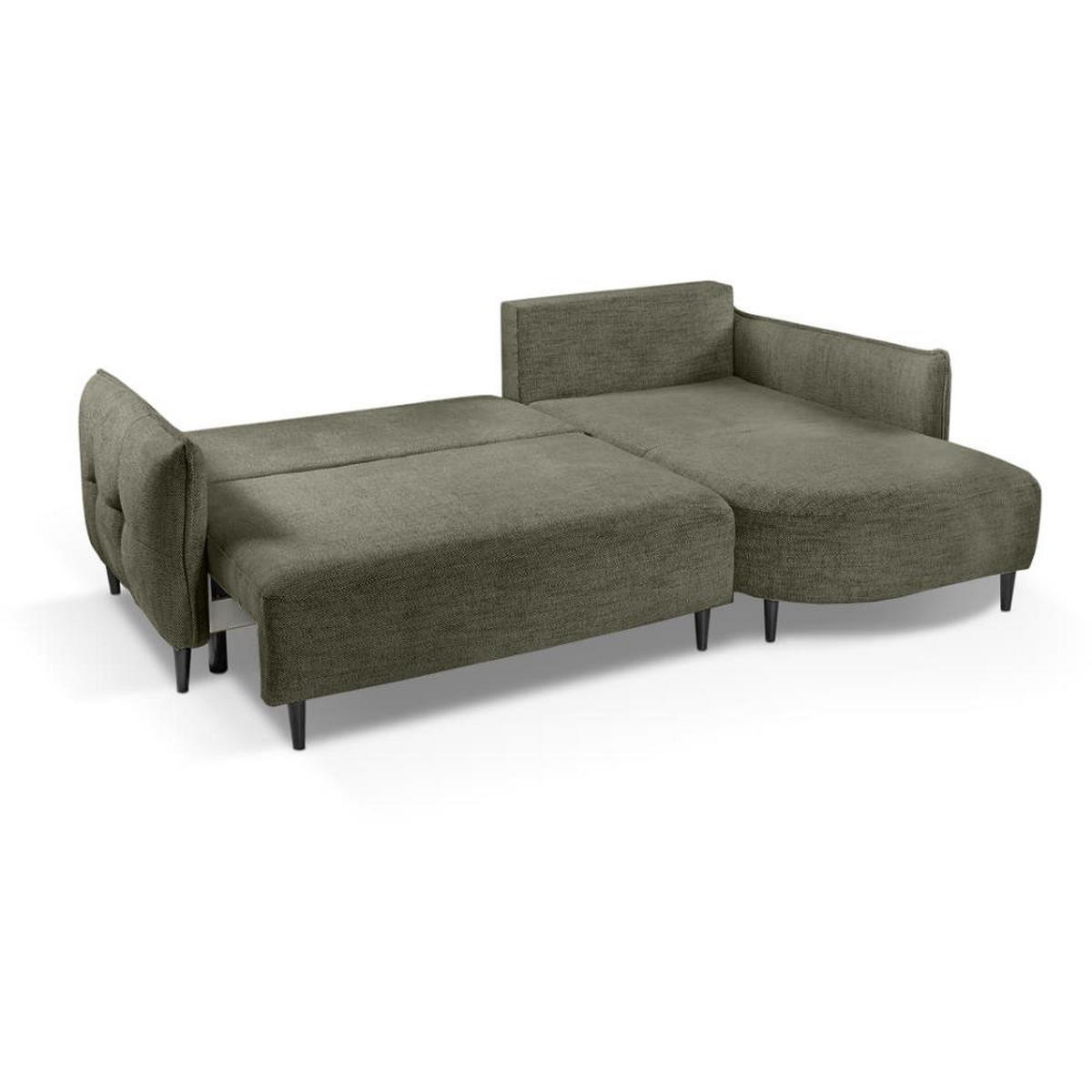 ECKSCHLAFSOFA Sycylia rechts grün - Schwarz/Grün, Textil (244/165cm) - Beautysofa