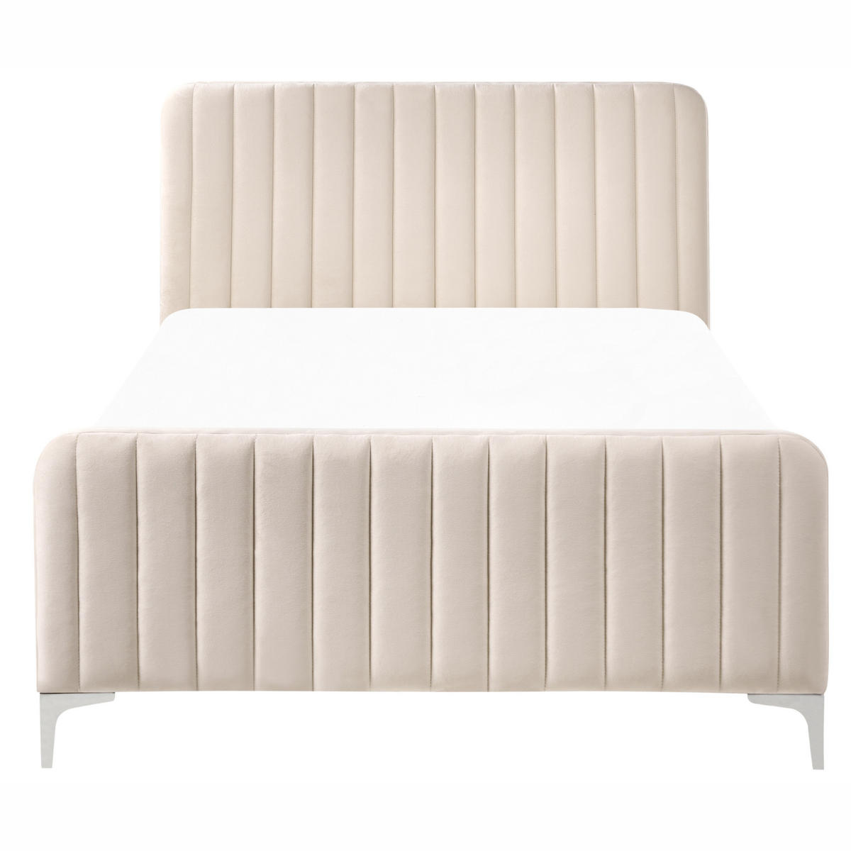 BETT mit Lattenrost 120/200 cm Hellbeige Lunan - Beige/Silberfarben, Textil (120/200cm) - Beliani