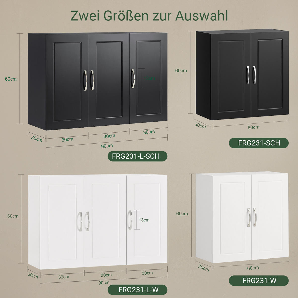 HÄNGESCHRANK mit Verstellbarem Regal, 60x60x30cm, Weiß - Weiß, Holzwerkstoff (60/60/30cm) - SoBuy