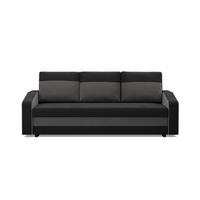 SOFA 3-SITZER MIT SCHLAFFUNKTION ORION, Schwarz + Grau - Schwarz/Grau, Textil (220/85/92cm)