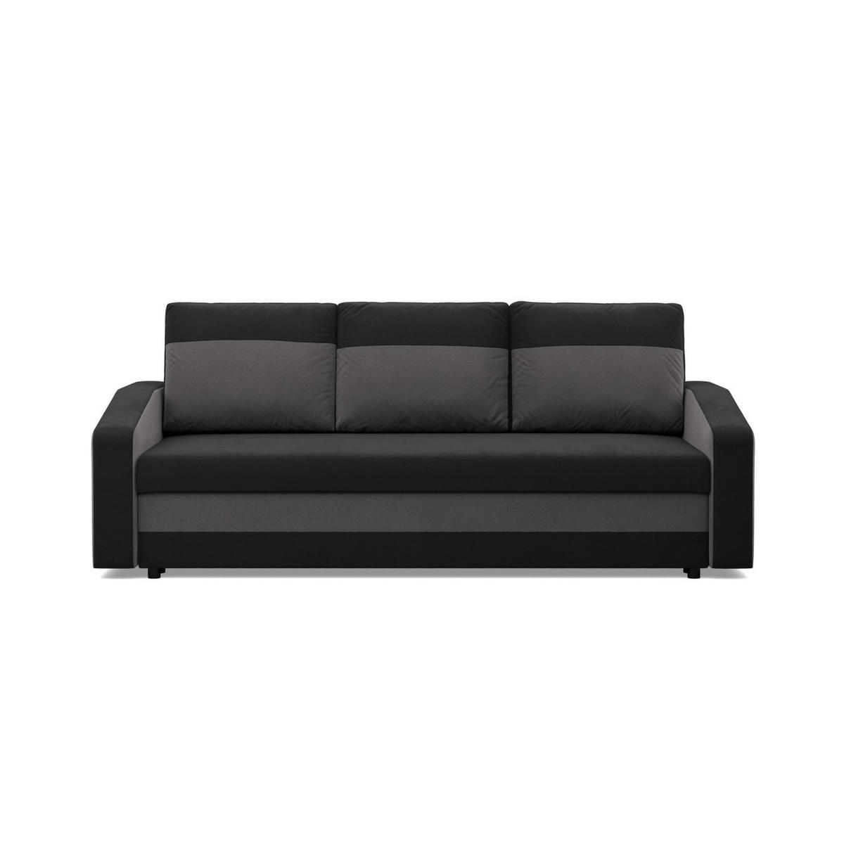 SOFA 3-SITZER MIT SCHLAFFUNKTION ORION, Schwarz + Grau - Schwarz/Grau, Textil (220/85/92cm)