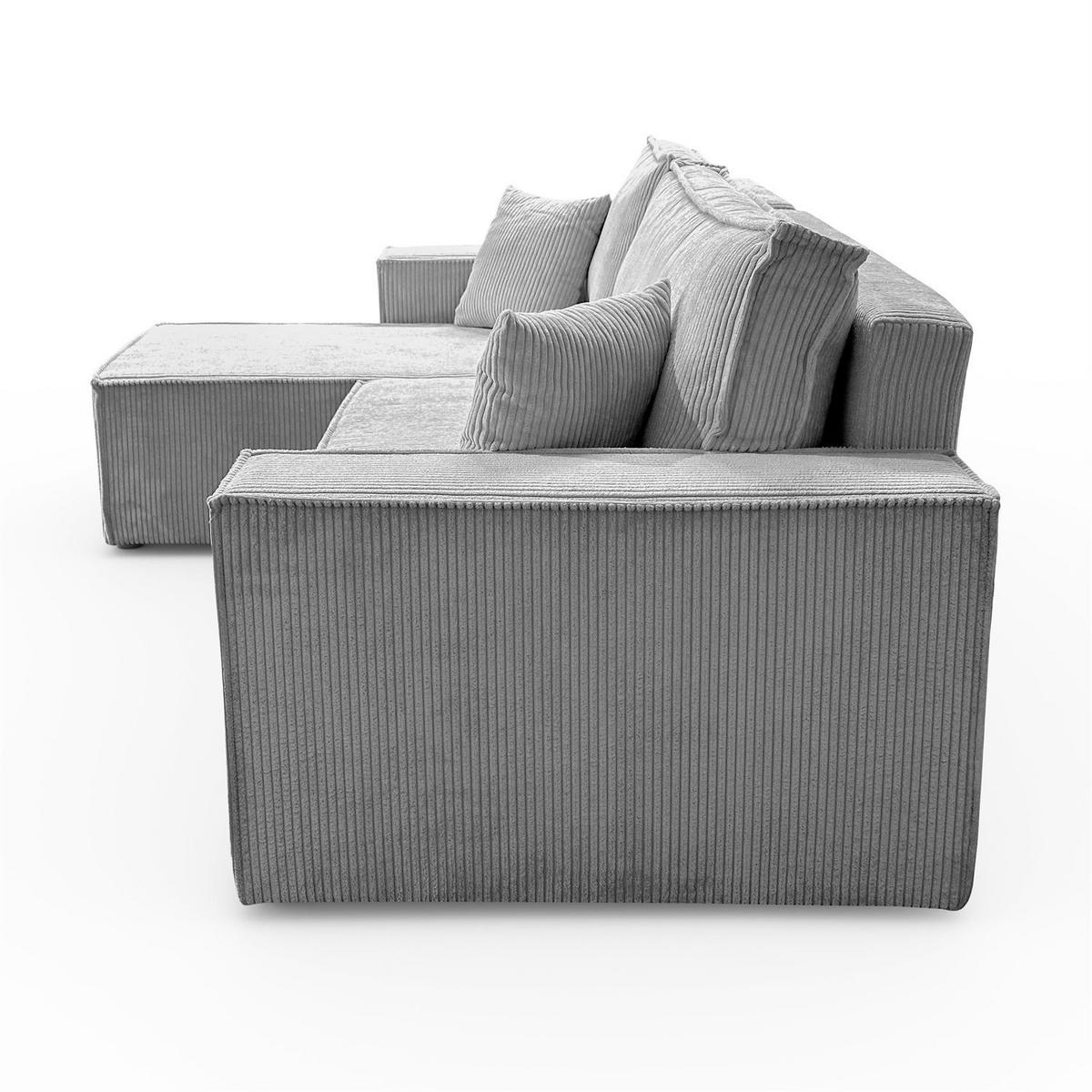 GEPOLSTERTES Ecksofa CARLOS L, Poso 110 - Hellgrau, Textil (247/143cm) - Lookway