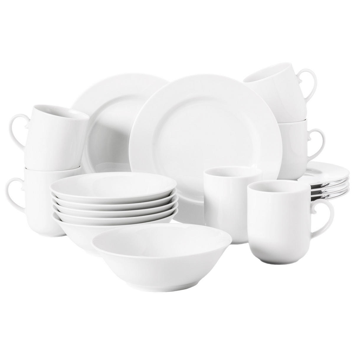 FRÜHSTÜCKS-SET Rondo/Liane weiß 18er Set - Weiß, Keramik (1/1/1cm) - Seltmann Weiden