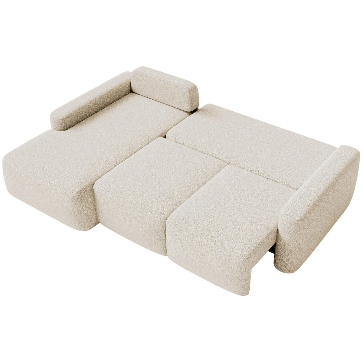 ECKSOFA Carnos Mini Hellbeige Chenille - Ecru/Schwarz, Kunststoff/Textil (238/164cm) - Selsey