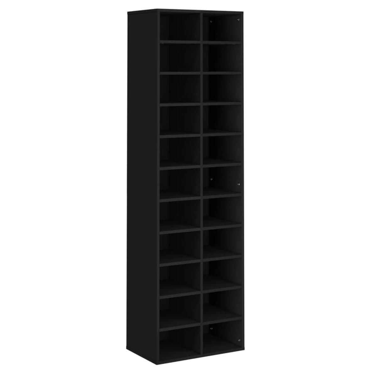 SCHUHSCHRANK SCHWARZ 54X34X183 CM HOLZWERKSTOFF - Schwarz, Holz (34/183/54cm) - vidaXL