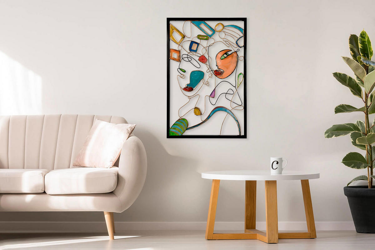 METALLBILD Bunt 60/90 cm - Goldfarben/Multicolor, Metall (2.45/90cm) - KUNSTLOFT