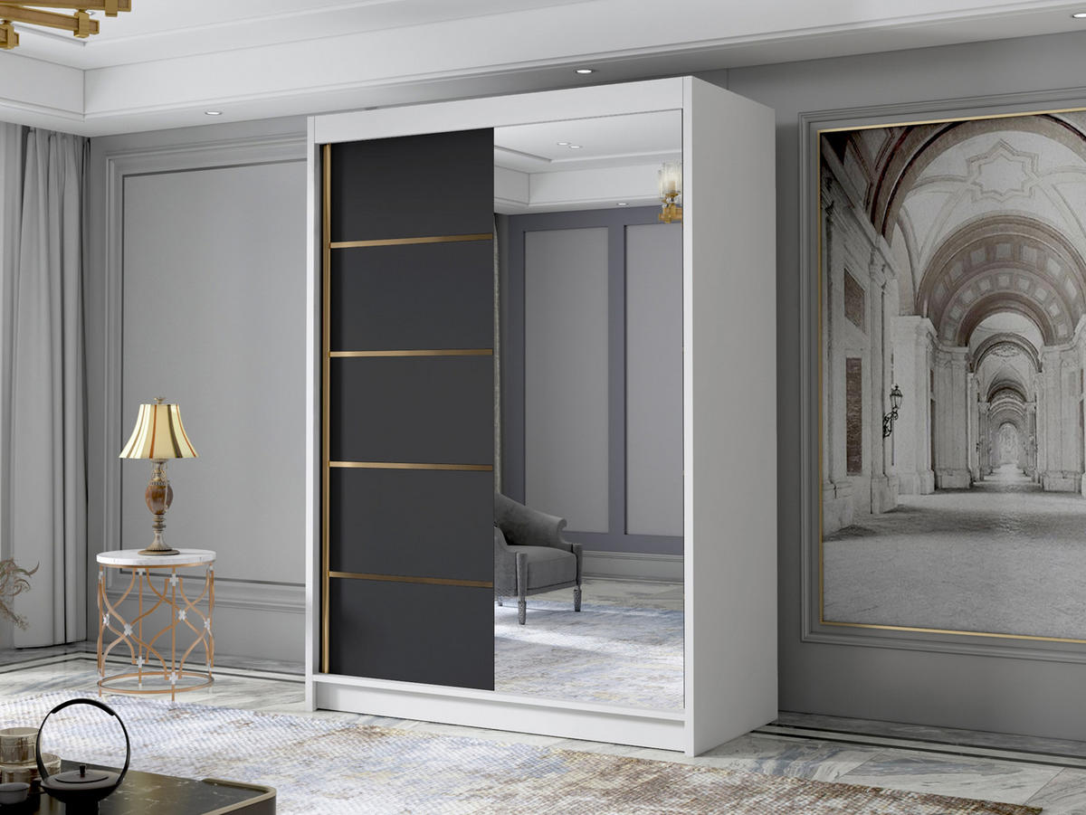 SCHIEBETÜRENSCHRANK Lungo III - Goldfarben/Multicolor, Holzwerkstoff/Metall (120/200/58cm) - MIRJAN24