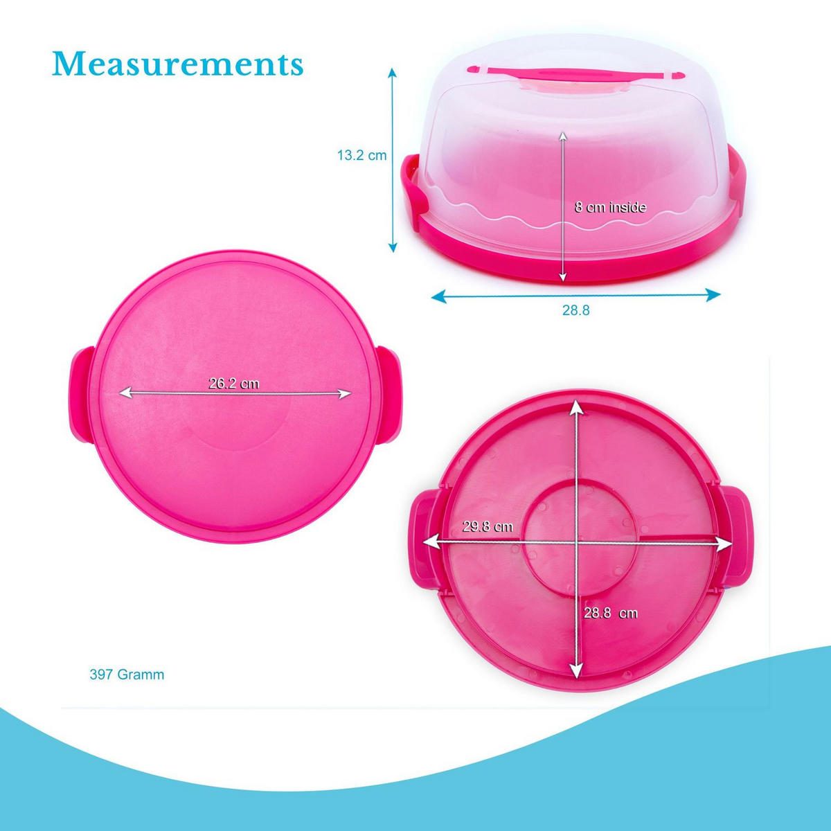 KUCHENTRANSPORTBOX Kuchenbehälter 29.8/28.8/13.2 cm - Pink, Kunststoff (28.8/13.2/29.8cm) - Intirilife