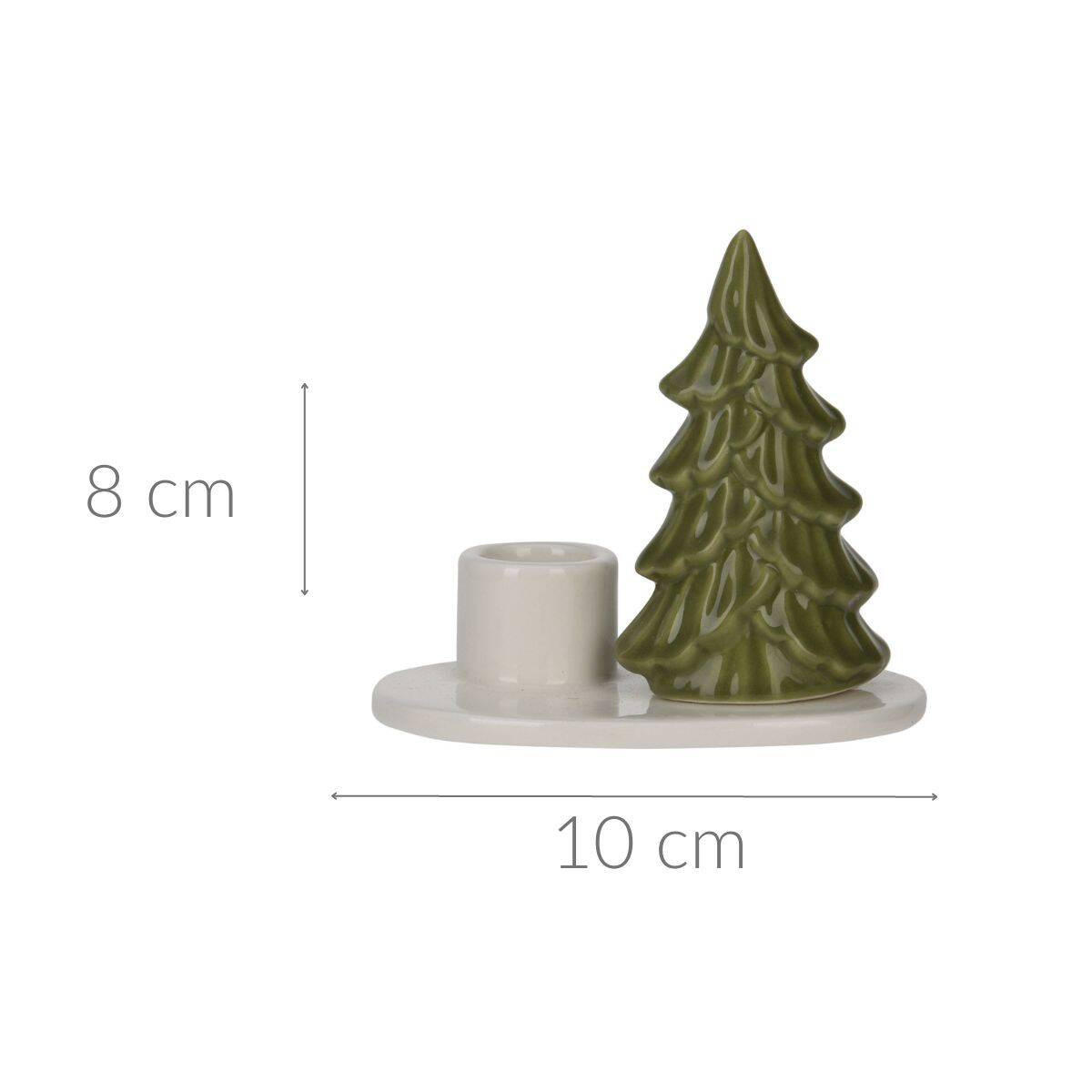 KERZENSTÄNDER Weihnachtsbaum 8 cm - Dunkelgrün, Keramik (10.4/8.8/6.6cm) - Home Styling Collection