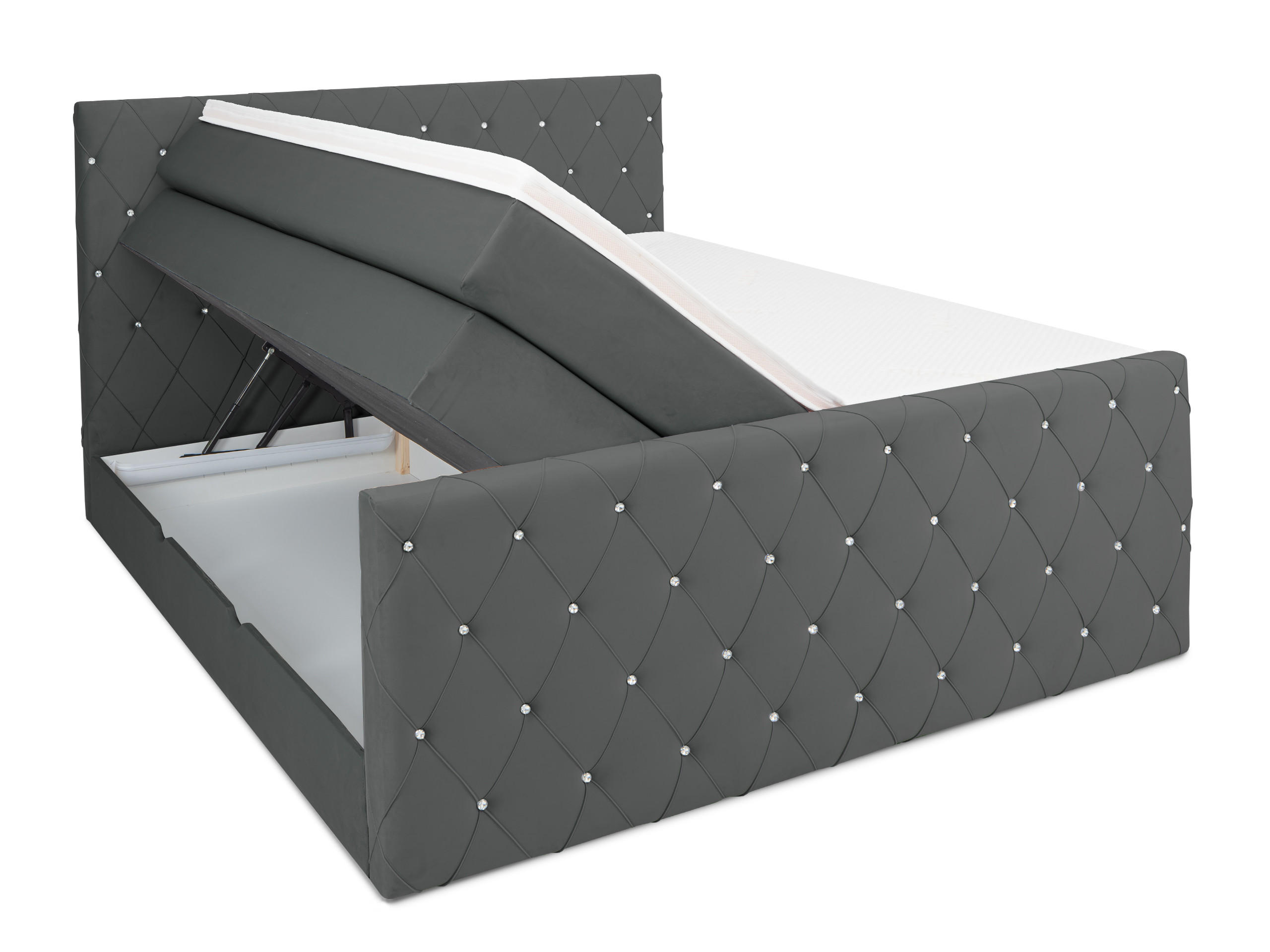 BOXSPRINGBETT Dubai Anthrazit 160 /200 cm H3/H4 Samt - Anthrazit, Textil (160/200cm) - wonello