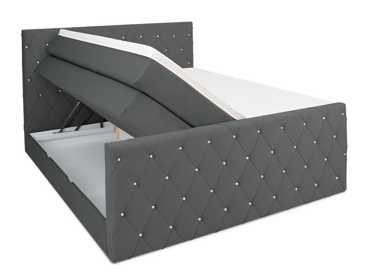 BOXSPRINGBETT Dubai Anthrazit 160 /200 cm H3/H4 Samt - Anthrazit, Textil (160/200cm) - wonello