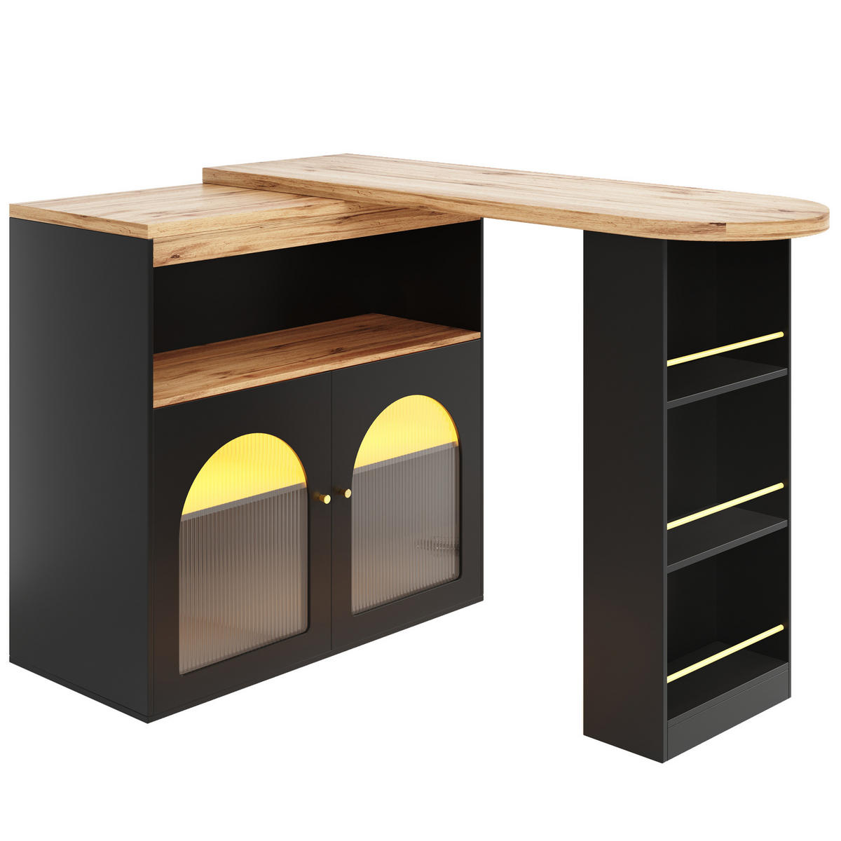 BEISTELLTISCH/BARTISCH 138-193/39/105 cm in Schwarz, drehbar mit Stauraum - Schwarz, Holzwerkstoff (39/193/105cm) - BEAOK