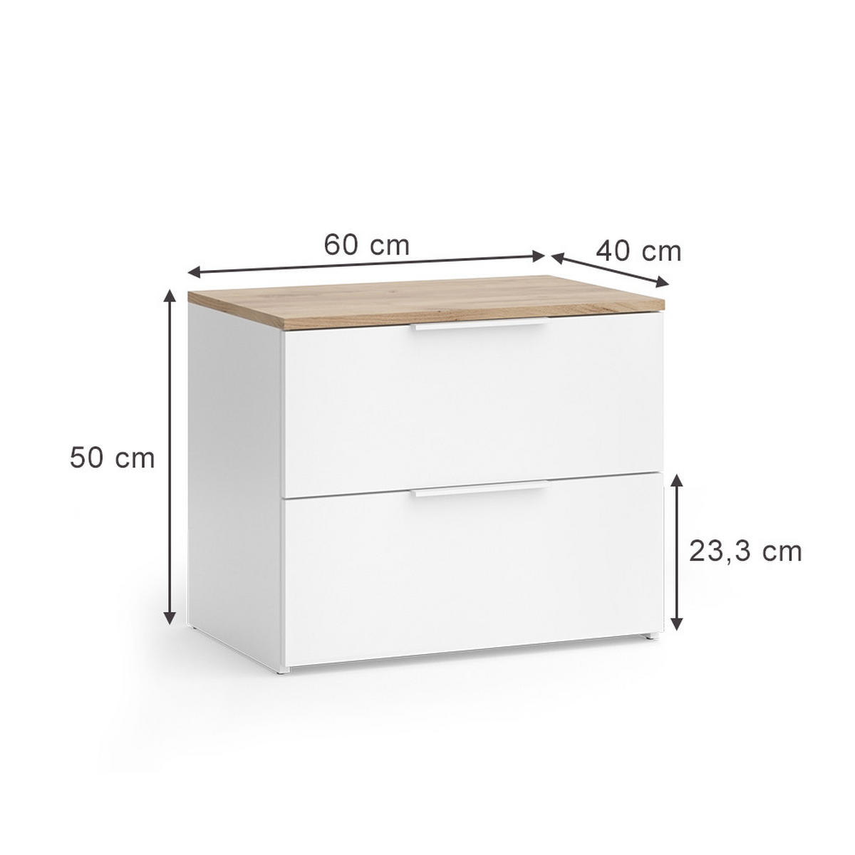 KOMMODE Wido Weiß/Sonoma 60 x 50 cm mit Tür - Weiß/Sonoma Eiche, Holzwerkstoff (60/50/40cm) - Vicco