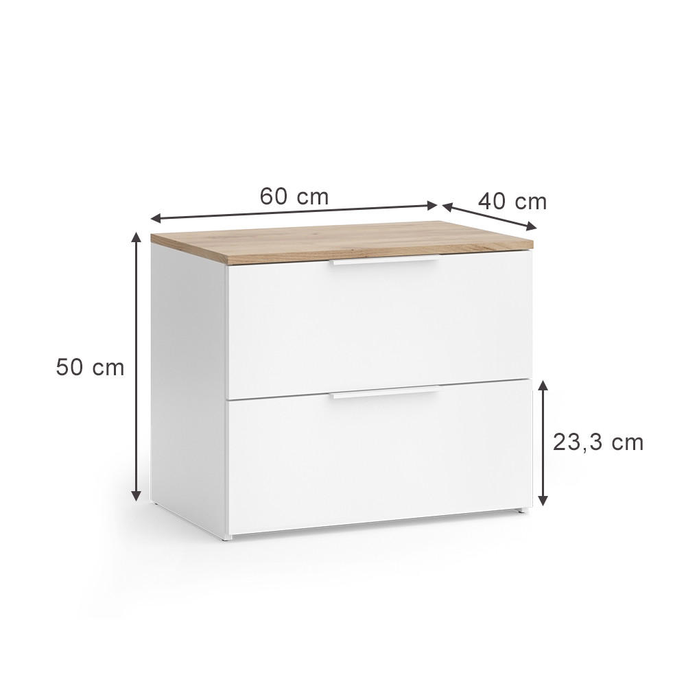 Thumbnail - Vicco Kommode, Weiß, Holzwerkstoff, 2 Schubladen, Rechteckig, 60x50x40 cm, Wohnzimmer, Kommoden & Sideboards, Kommoden