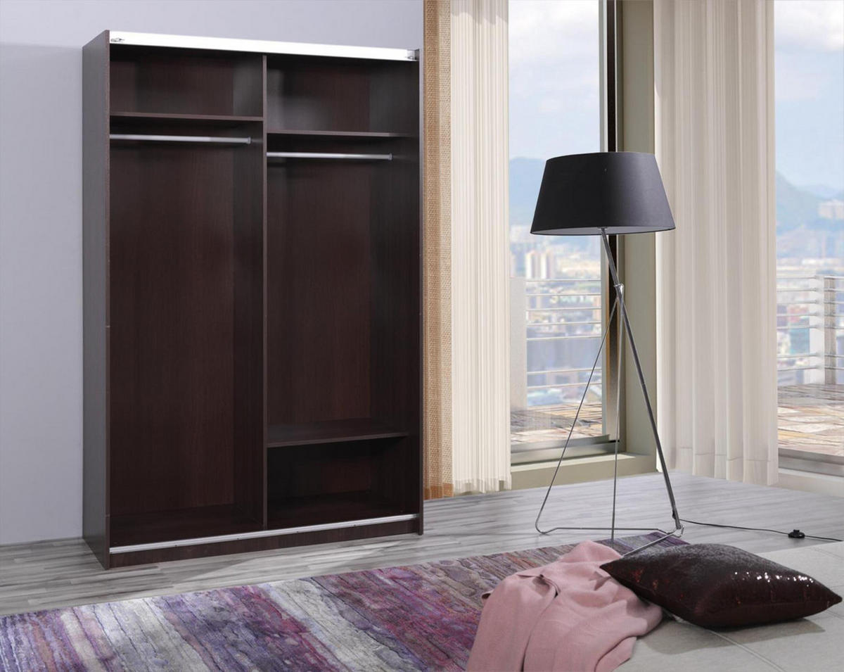 SCHIEBETÜRENSCHRANK - Kleiderschrank Madison - Kastanie Wenge - Wengefarben, Holzwerkstoff (135/211/50cm) - Möblo