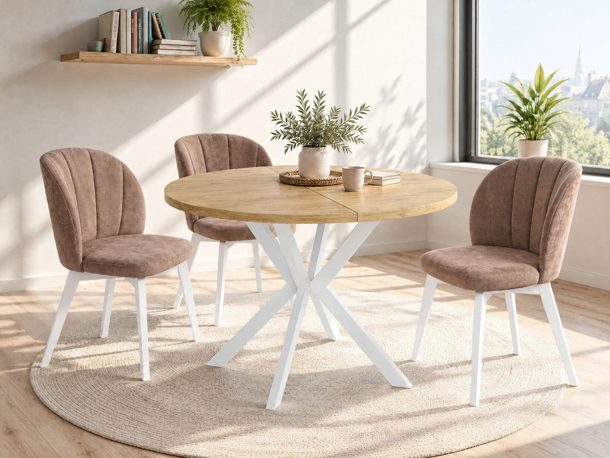 ROZKLADACÍ Stôl Loft 100 cm - Dub Lancelot - 6-8 Osôb - hnedá/biela, kov/kompozitné drevo (100/180/76cm) - WFL GROUP