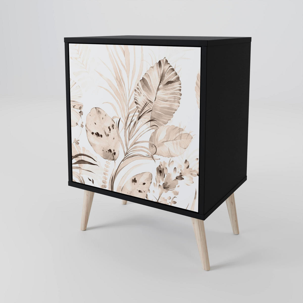 SIDEBOARD WILD TENDERNESS, Schwarz, 57,5x42x67,5 cm, Schwarze Metall-Rahmenfüße - Multicolor/Schwarz, Holzwerkstoff/Metall (57.5/67.5/42cm) - SpaceRebels