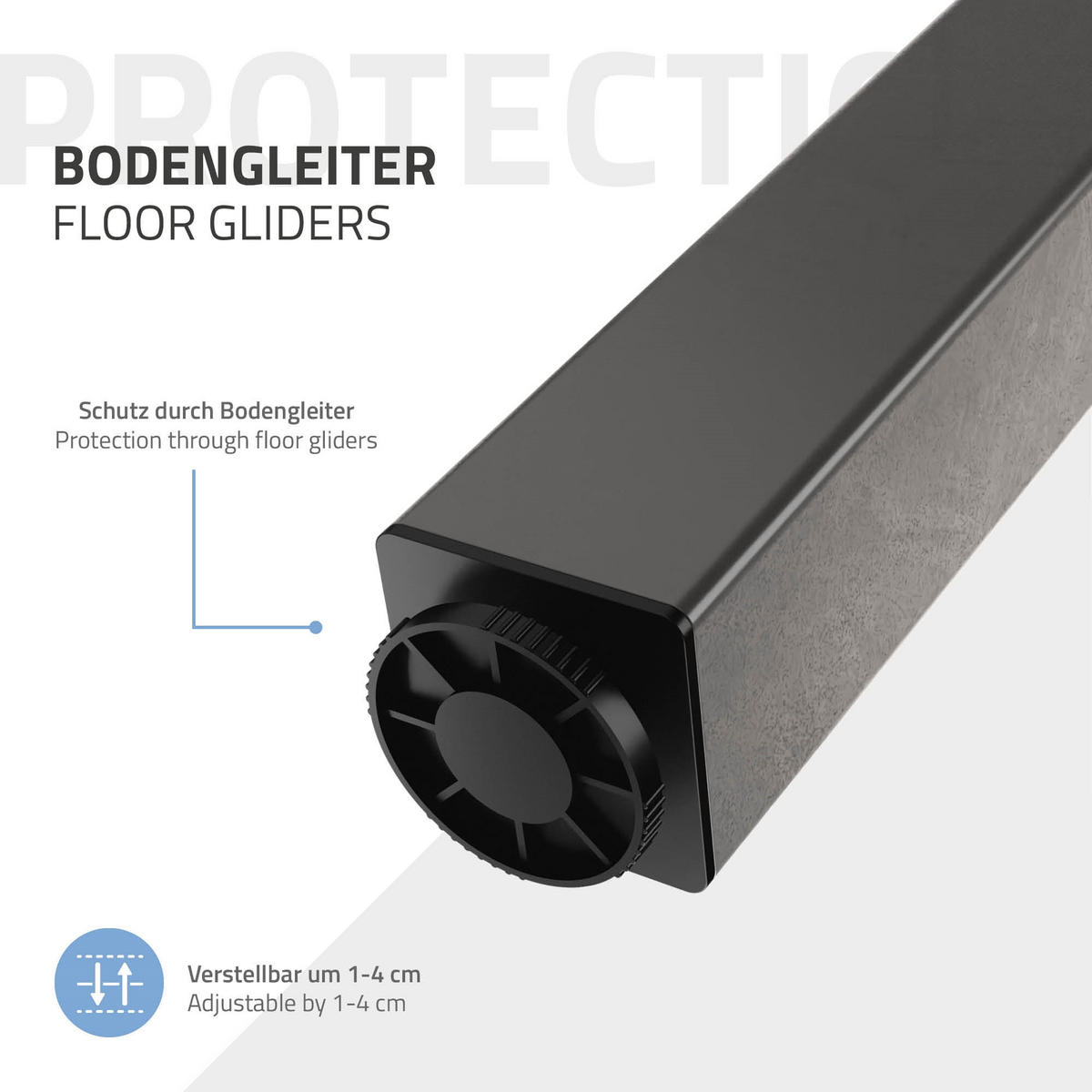 TISCHBEINE 4er Set I-Design H:42 cm Dunkelgrau 4x4 cm - Dunkelgrau, Metall (4/42/4cm) - ML-DESIGN