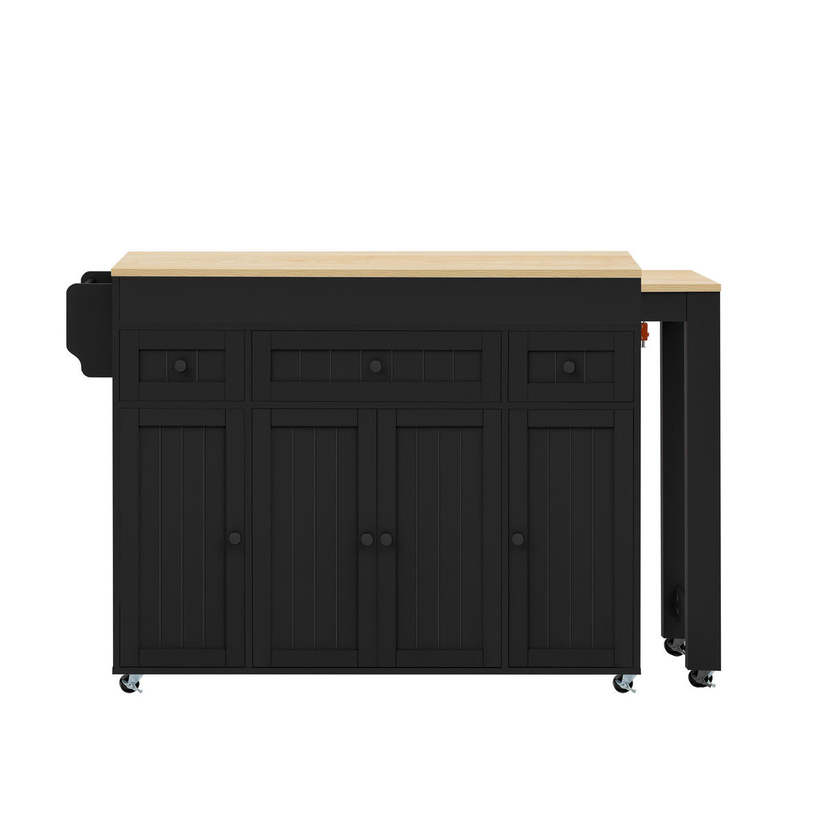 KÜCHENINSEL mit ausziehbarer Arbeitsplatte 137-190,6 x 45,2 x 92 cm Schwarz/Natur - Schwarz, Holz (45.2/92/137cm) - Beauniv