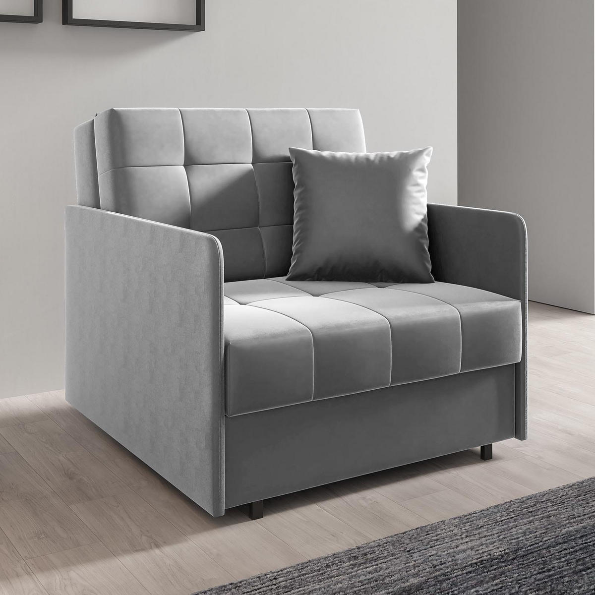 SCHLAFSOFA York I, Schlaffunktion, ausziehbare Couch, mit Bettkasten, inkl. Kissen, Kronos 53 - Grau, Textil (90/85/97cm) - Jerpax