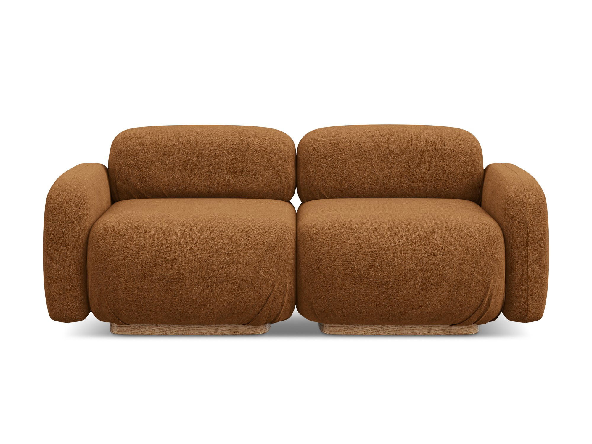 3-SITZER SOFA Bouclé Stoff Orange - Pink/Terra cotta, Holz/Textil (190/73/95cm) - Makamii
