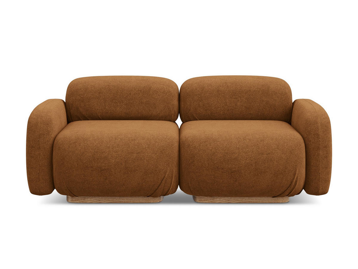 3-SITZER SOFA Bouclé Stoff Orange - Pink/Terra cotta, Holz/Textil (190/73/95cm) - Makamii