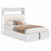 BETT mit Stauraum und USB 90x200 cm Weiß - Weiß, Metall (90/200cm) - Meubliv