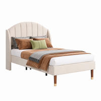 POLSTERBETT mit Lattenrost 90x200 cm Samt Beige - Beige, Metall (90/200cm) - Meubliv