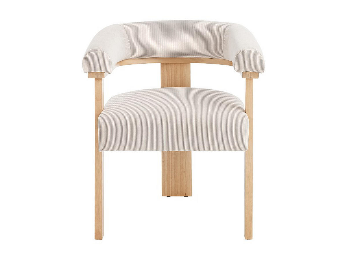 STUHL mit Armlehnen 2er-Set - Cord & Kautschukholz natur - Beige - LIVELIA - Beige, Textil (60/78/64cm) - Vente-Unique