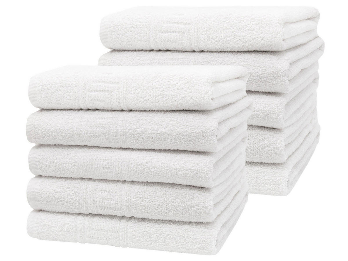 HANDTÜCHER, 10er-Set, 50x100 cm, 70% Baumwolle, 30% Polyester, Weiß - Weiß, Textil (50/100cm) - Zollner