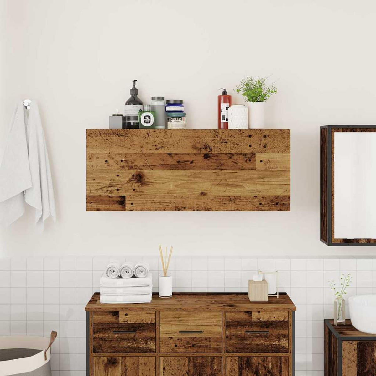 BAD-WANDSCHRANK Altholz-Optik 100/25/40 Cm Holzwerkstoff - Braun, Holzwerkstoff (25/40/100cm) - vidaXL