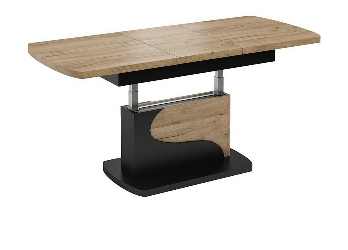COUCHTISCH rechteckig Eiche Gold - Schwarz ausziehbar höhenverstellbar - Eichefarben/Schwarz, Holzwerkstoff (70/120/58cm) - designimpex