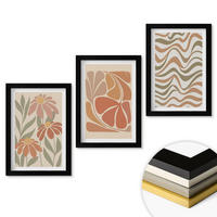 WANDBILDER 3er-Set - 20x30 cm Schwarzer Rahmen - Abstrakte Pastellblumen - Schwarz, Kunststoff (20/30cm) - ArtPrintCave