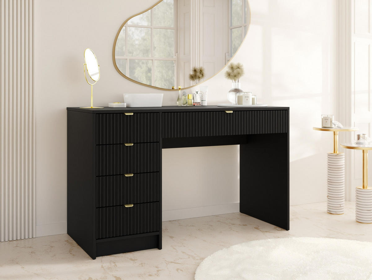 SCHMINKTISCH Tireno - Goldfarben/Schwarz, Holzwerkstoff/Metall (55/120/76cm) - MIRJAN24