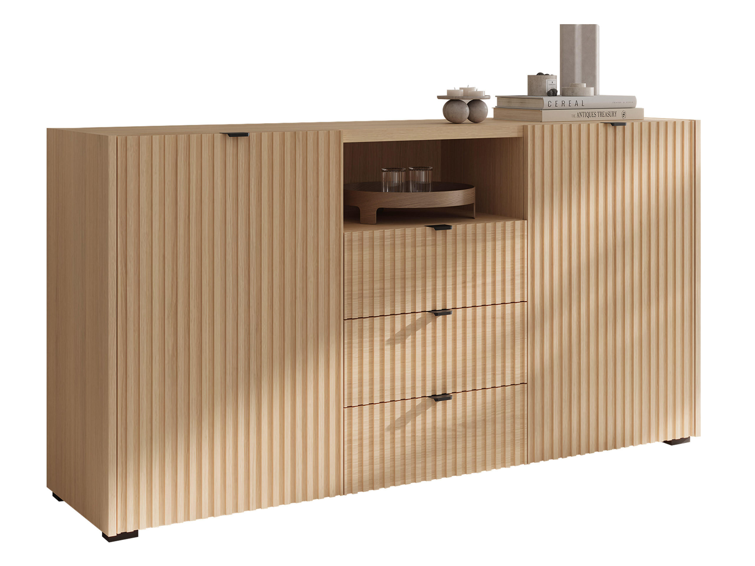 SIDEBOARD Cyliza 2D3SZ - Eichefarben/Graphitfarben, Holzwerkstoff/Kunststoff (150/80/40cm) - MIRJAN24