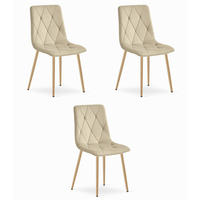 ESSZIMMERSTUHL 3-er Set TYRA hellbeige Sitzfläche, Beine in Holzfarbe - Hellbraun/Eichefarben, Textil (44.5/87/54.5cm) - Valora
