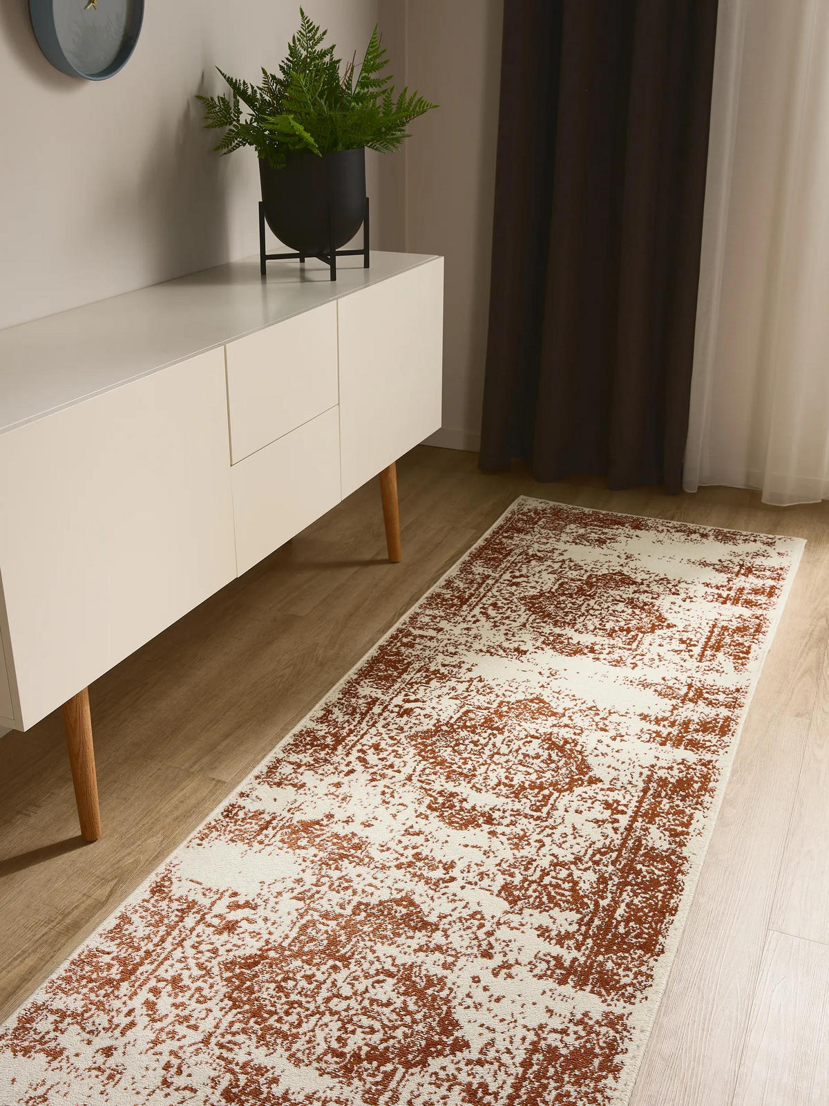 VINTAGE-LÄUFER Suki 80/240 cm - Creme/Orange, Kunststoff (80/240cm) - benuta