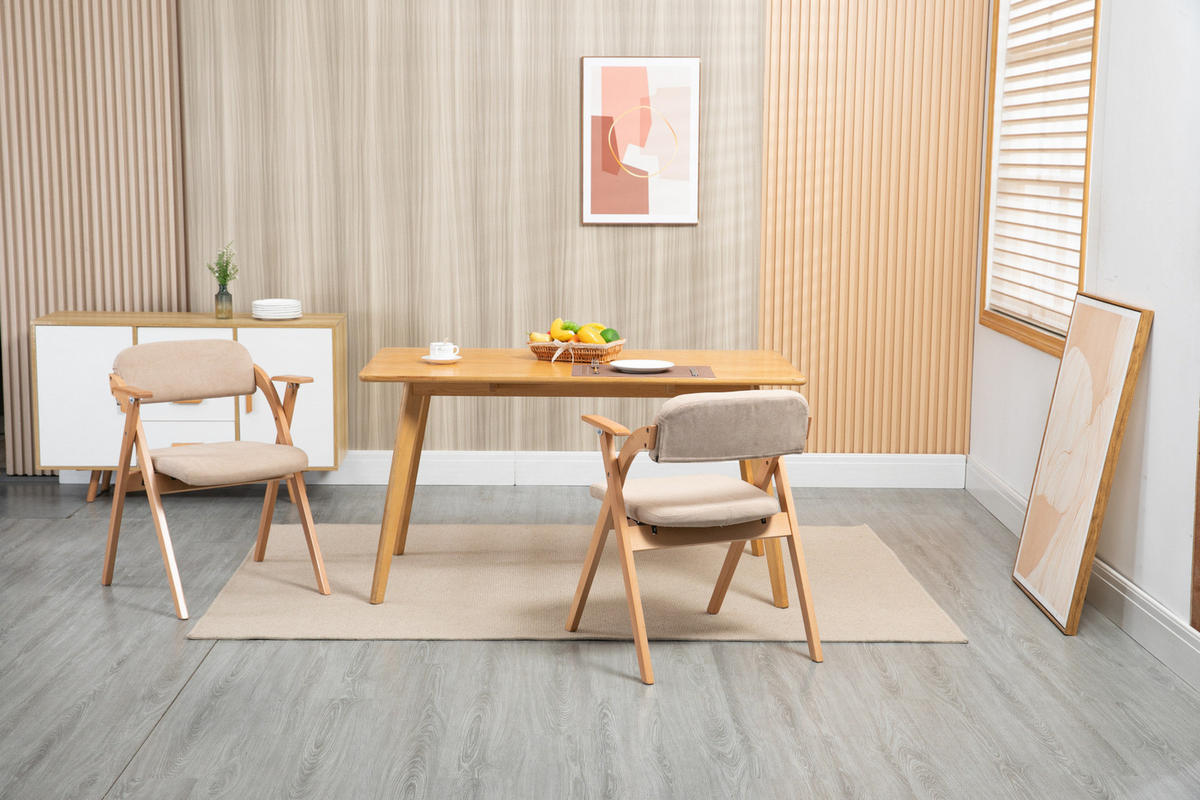 KLAPPSTUHL mit Armlehnen 2er-Set Buchenholz Khaki - Braun, Holz (60/79/52.5cm) - Meubliv