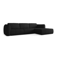 ECKSOFA Rechts Chenille Stoff Schwarz - Schwarz, Kunststoff/Textil (290/170cm) - Makamii