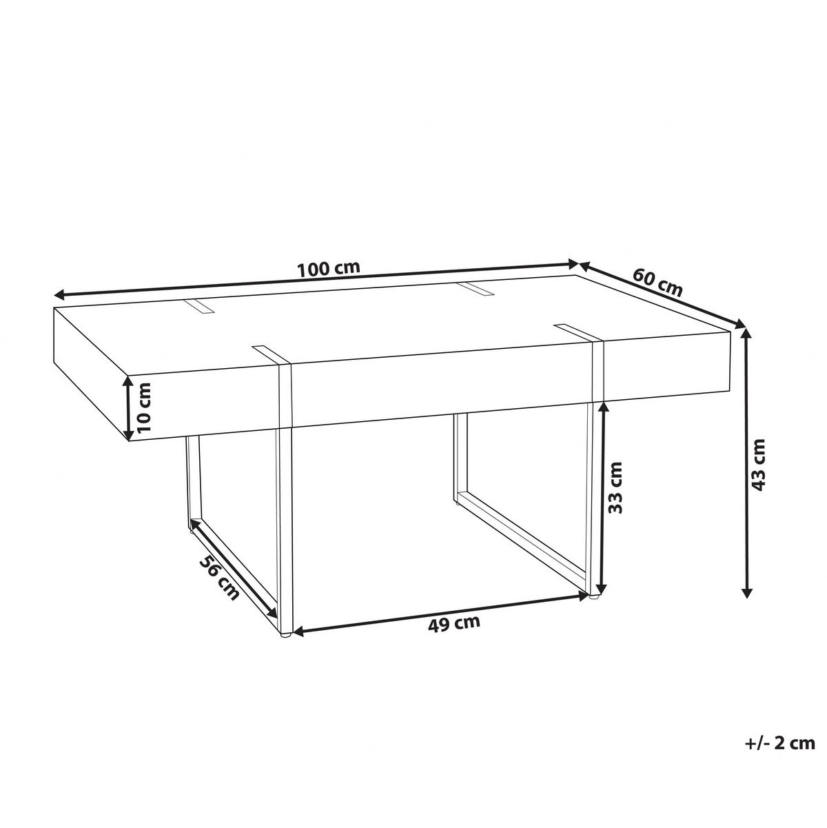 COUCHTISCH weiß/schwarz Marmor Optik rechteckig Merced - Schwarz/Weiß, Holzwerkstoff (100/60/43cm) - Beliani