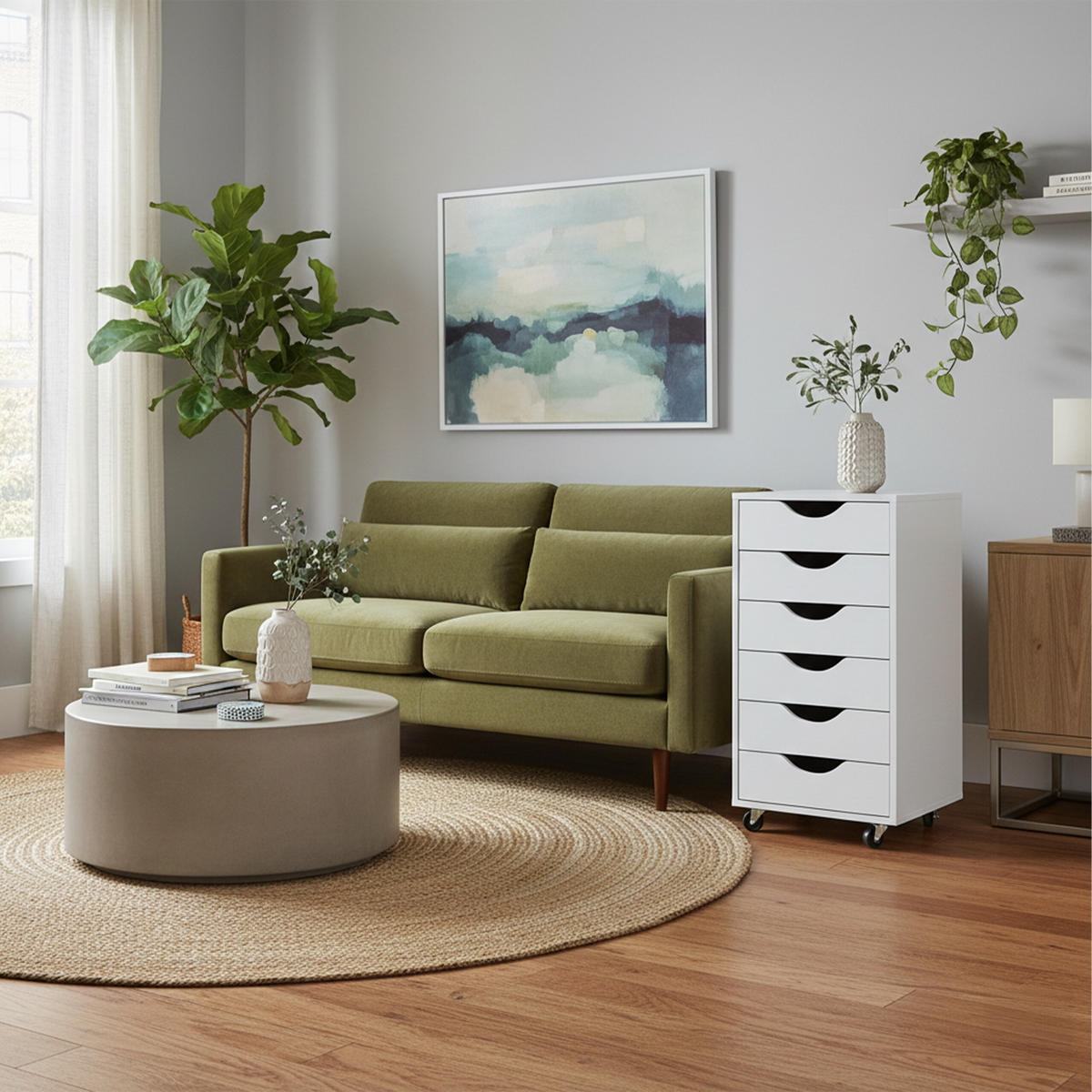 ROLLCONTAINER Weiß 6 Schubladen MDF 78 cm - Weiß, Holzwerkstoff/Kunststoff (40/78/40cm) - Relaxdays