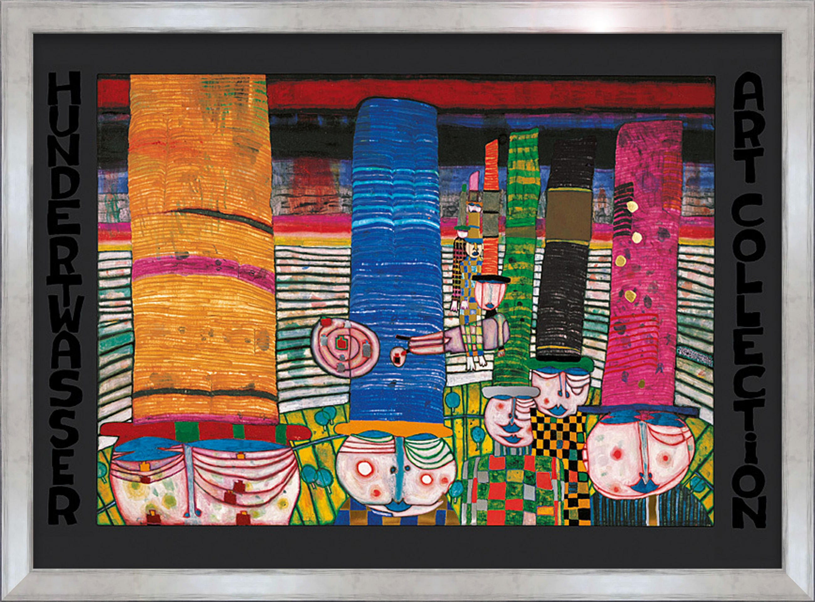 BILD gerahmt 72x53 cm Friedensreich Hundertwasser „Hüte tragen“ - Gelb, Holz (72/53cm) - artissimo