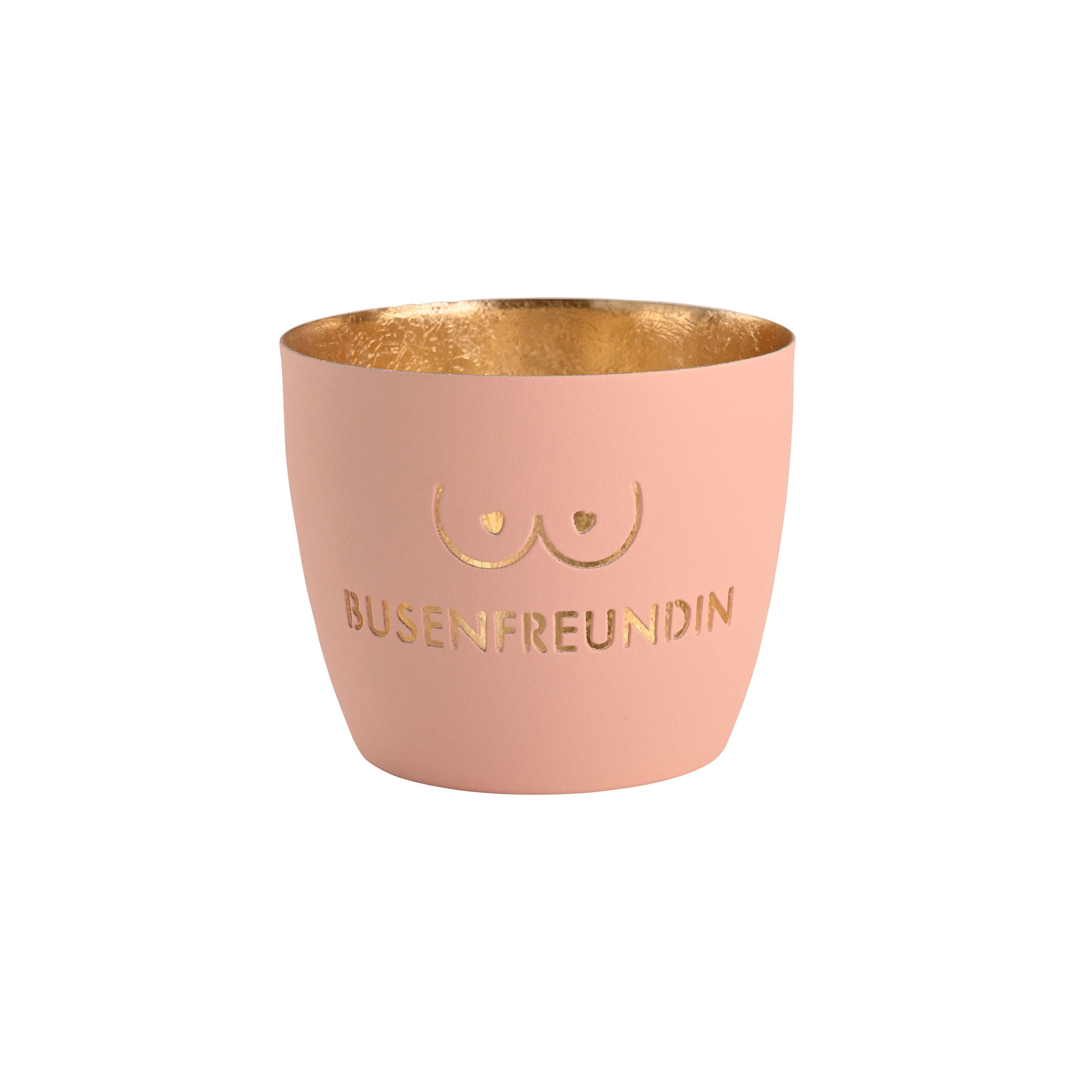 TEELICHTHALTER Madras Busenfreundin M, Eisen, Pastellrosa / Gold, H 8.5 cm - Rosa, Metall (8.5cm) - Gift Company